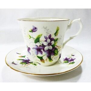 Springfield England Bone China tea cup and saucer lavender violets design